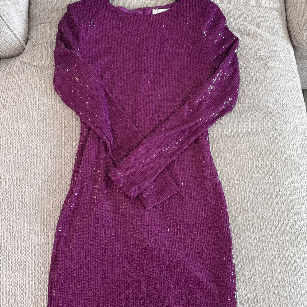 MANGO MNG Sequin Long Sleeve Dress